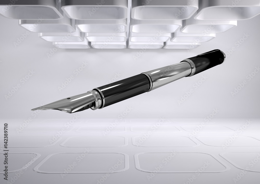 未来背景下的3D喷泉笔