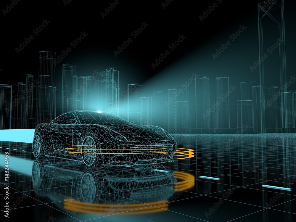 无人驾驶自动驾驶、自动驾驶汽车、带激光雷达技术的自动驾驶汽车和电动汽车