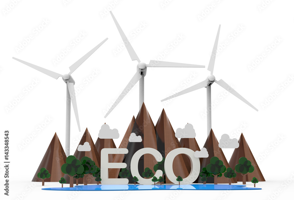白色背景下的ECO可再生能源隔离
