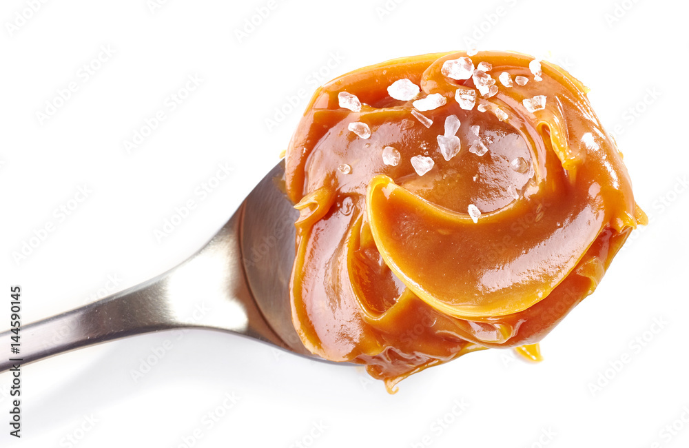 spoon of soft homemade caramel
