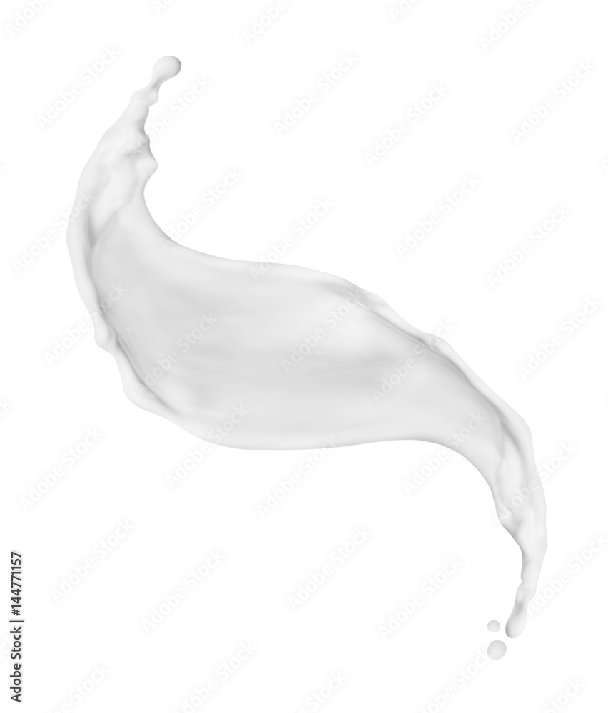 白色背景上隔离的牛奶或奶油飞溅