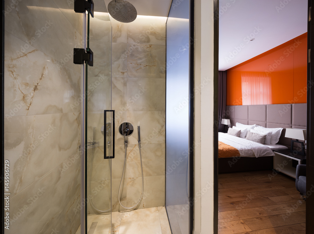 Modern luxury hotel bathroom interior