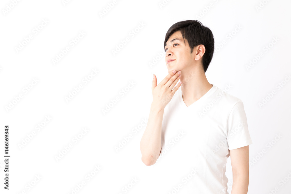 portrait of young asian man isolated on white background