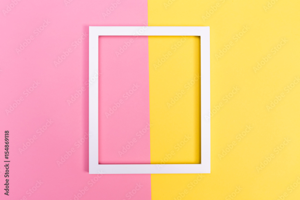 Empty frame on a bright split background