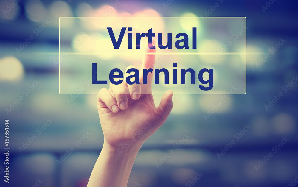 Virtual Learning concept with hand