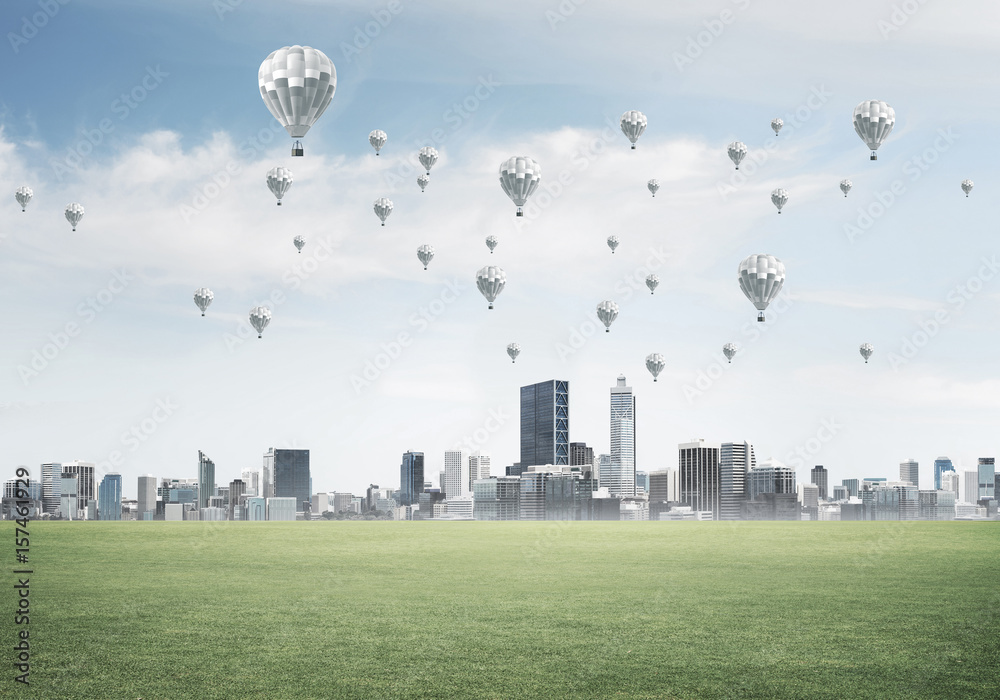 浮空器在城市上空飞行的生态绿色生活理念