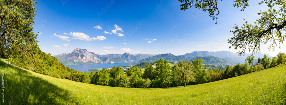 Lake Traunsee seen from Gmundnerberg, Salzkammergut, Upper Austria, Austria
