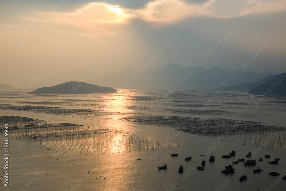 xiapu shoals landscape in sunset