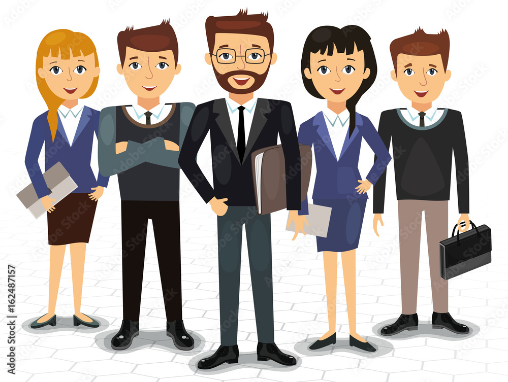 Business team of employees and the boss vector illustration