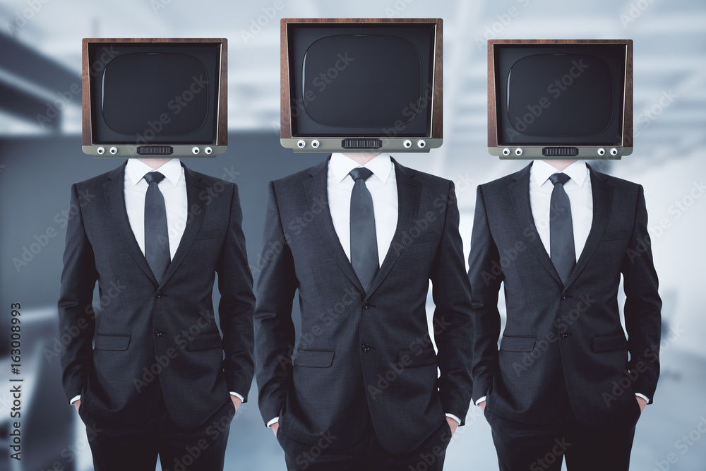 Obsolete TV headed businessmen