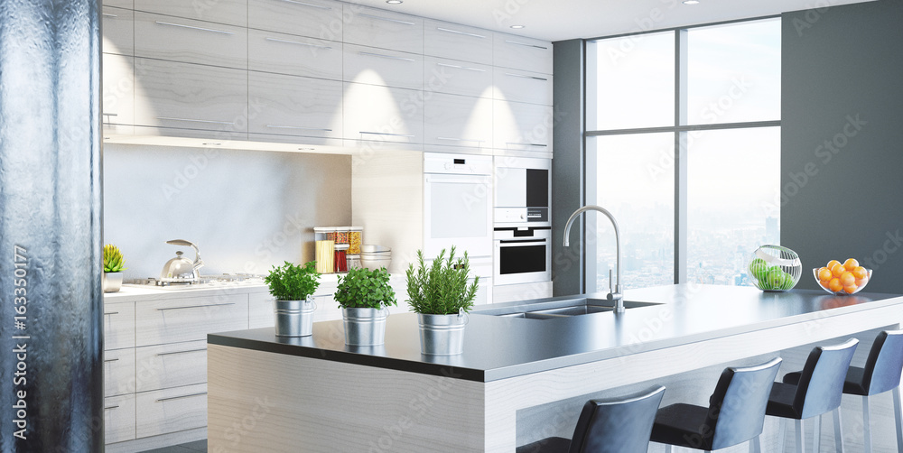 Cucina nuova moderna，arredamento casa，3d渲染