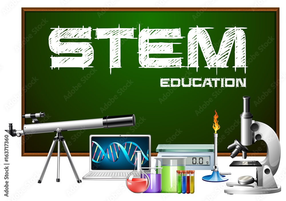 Stem教育海报设计与科学设备