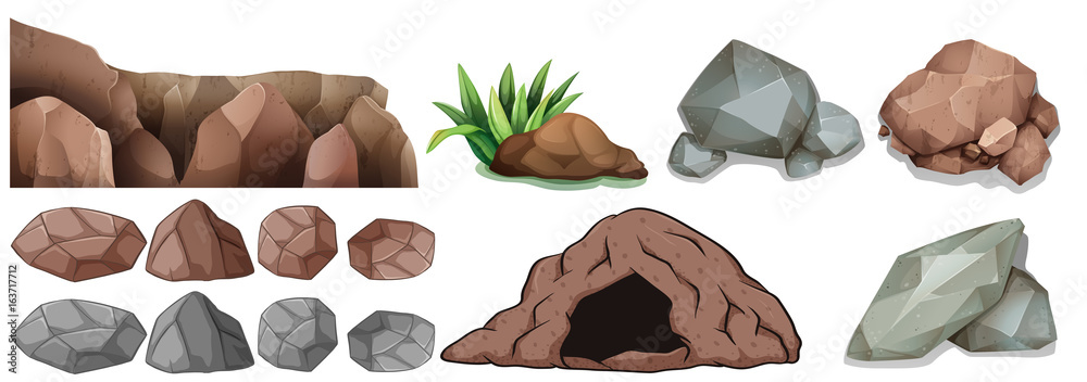 洞穴和不同形状的岩石