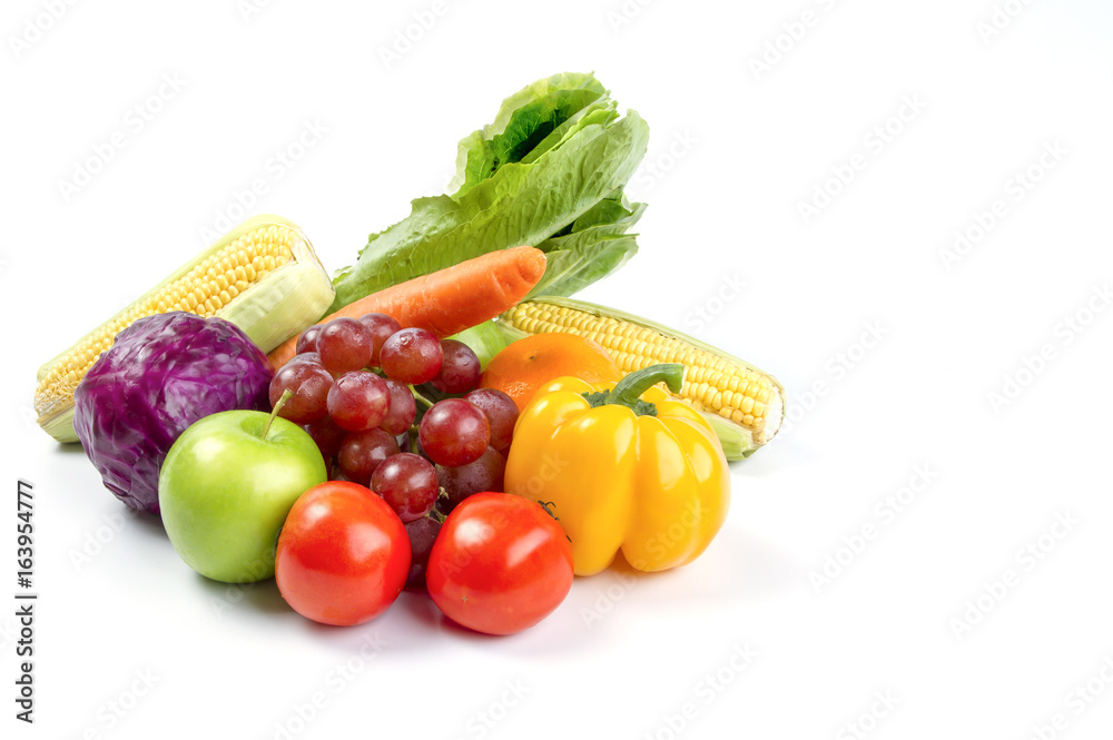 白底隔离蔬菜和水果