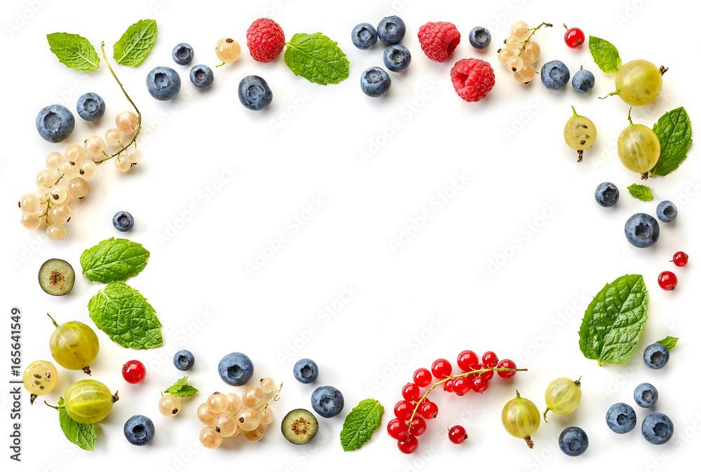 frame of fresh berries