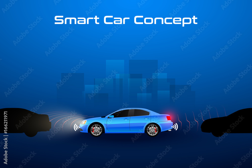 智能汽车概念背景，矢量插图