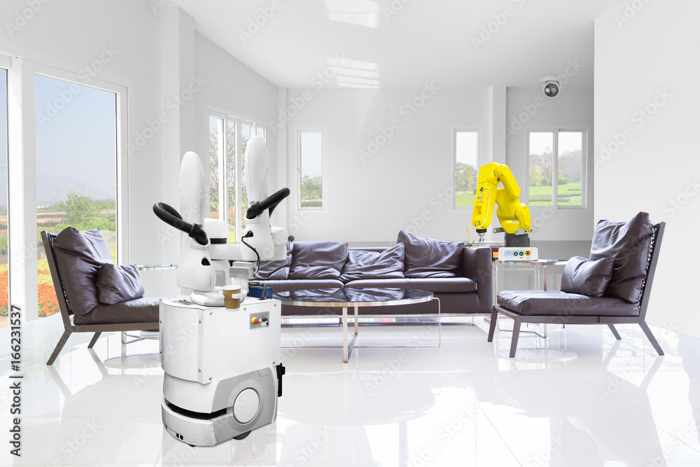 智能家居中的自动移动机器人，技术4.0概念