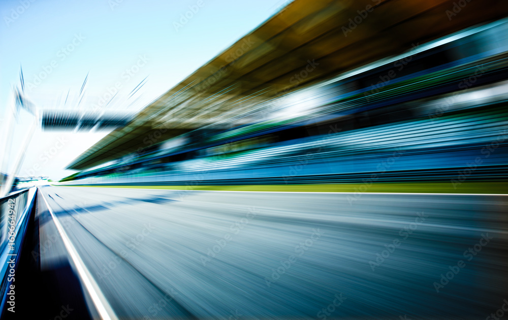 运动模糊的赛道，赛车运动背景。