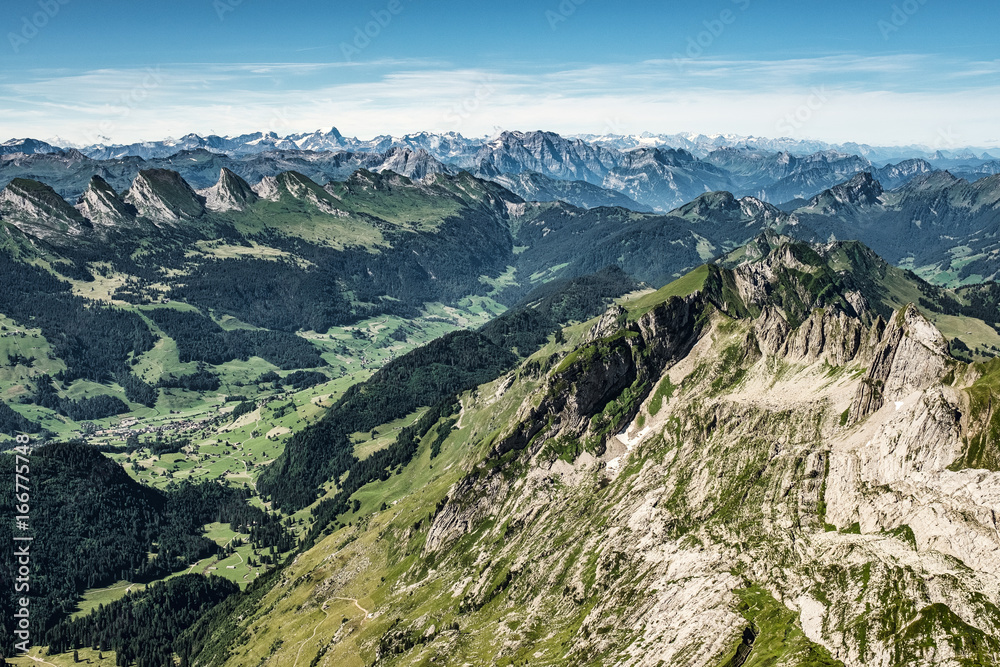 Mountain view from Mount Saentis, Switzerland , Swiss Alps.