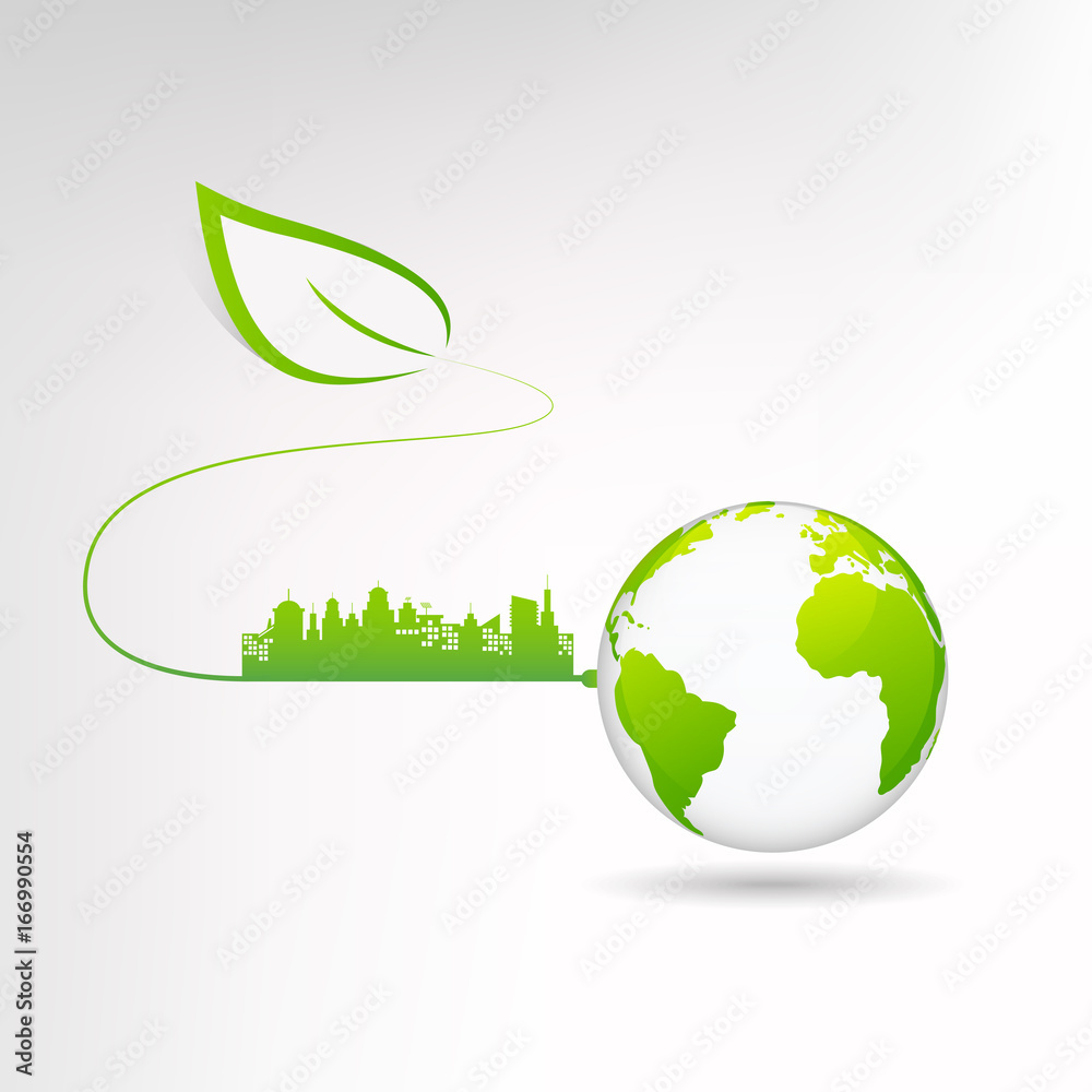 Eco green city and sustainable development concept, Vector illustration