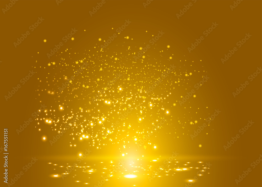 金色发光效果在透明背景上隔离金星和闪光或金色