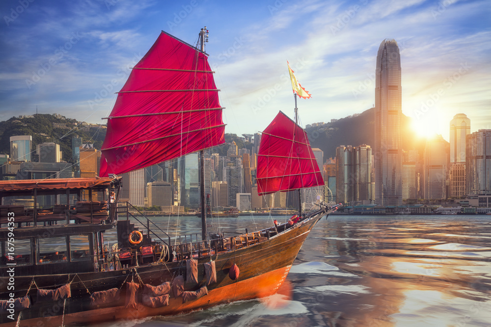 驶往香港港的古董船3D示意图