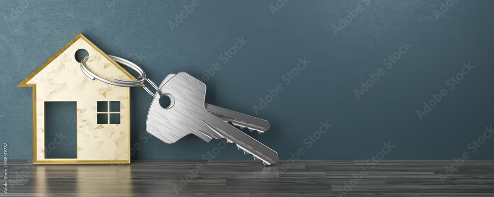 Chiavi con porta chiavi a forma di casa