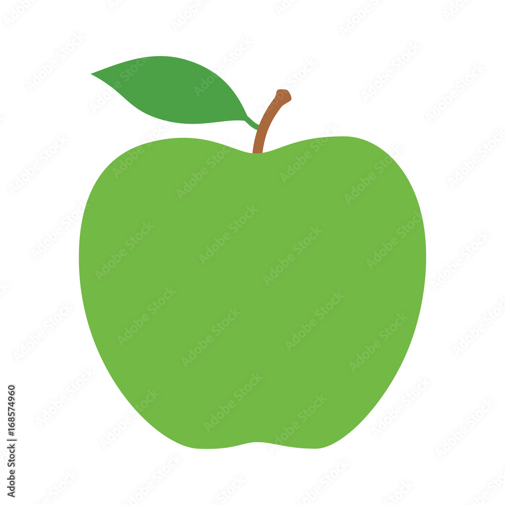 绿色奶奶史密斯苹果果，带有食品应用程序和网站的扁平矢量图标