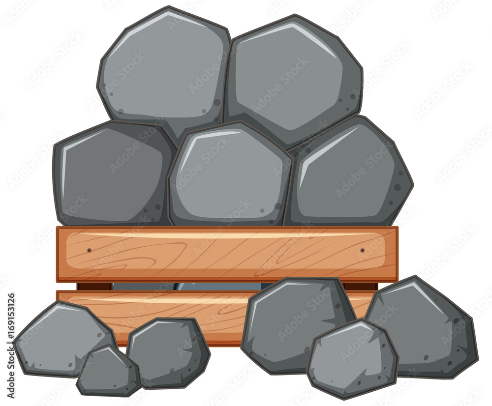 木箱中的岩石堆