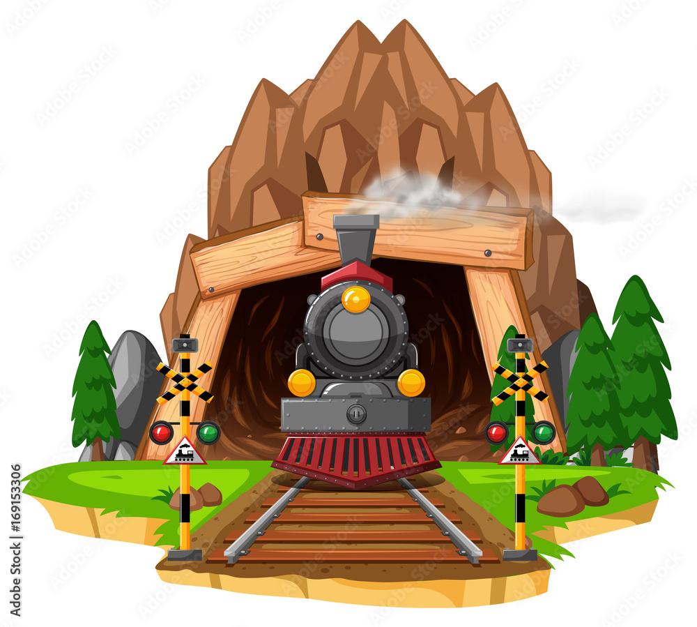 Scene with locomotive on railroad