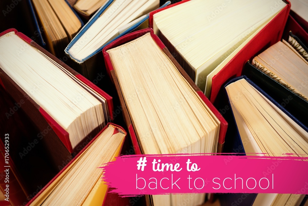 Composite image of back to school text with hashtag 
