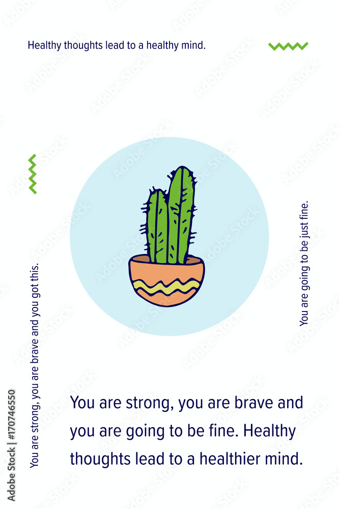 Greeting card with cactus and motivational text