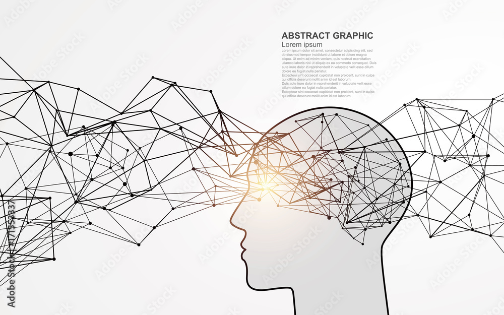 抽象的大脑图形设计，互联网连接。