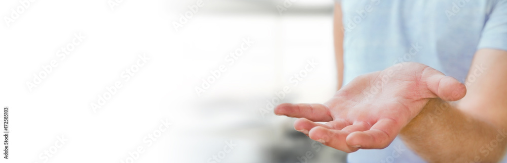 Panorama view of empty businessman hand