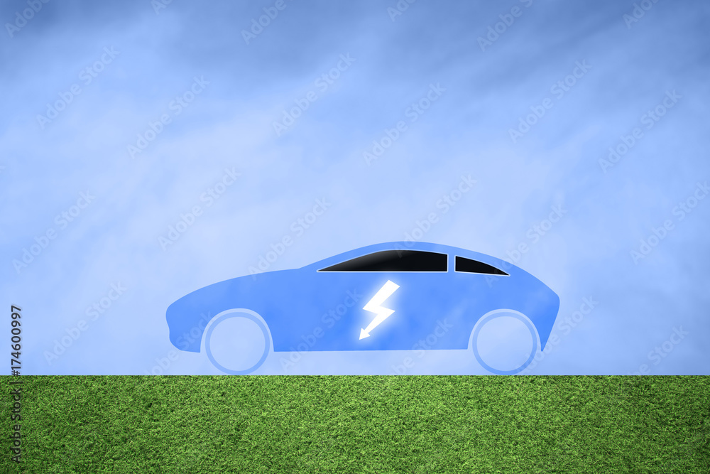 蓝色平板车图标，蓝色背景图上有电气符号。