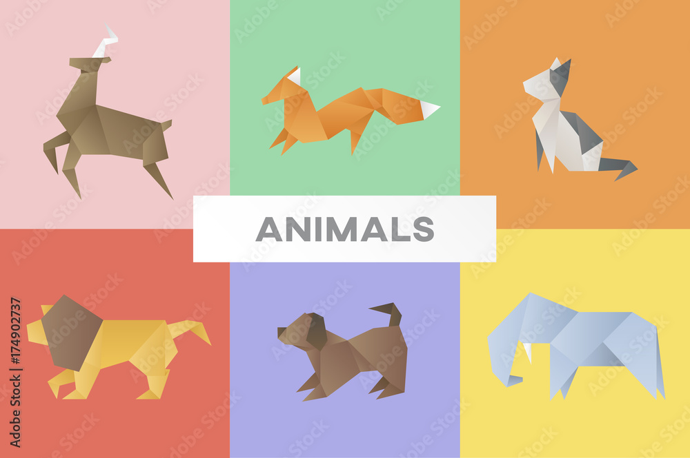 折纸动物矢量图标