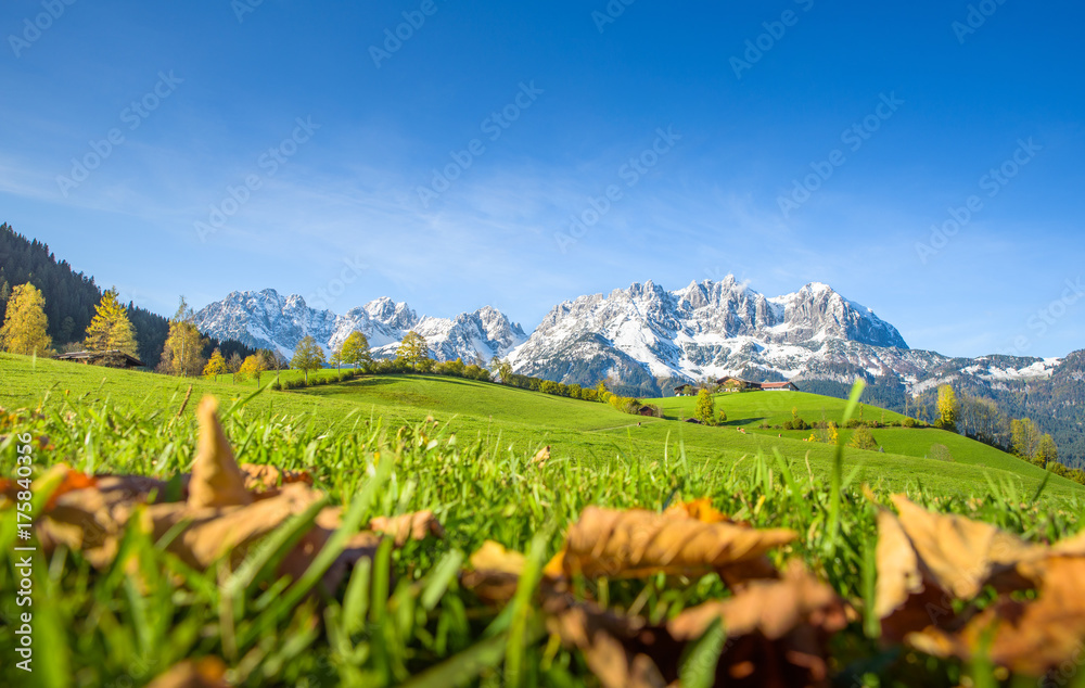 Idyllic austrian landscape in autumn, Kitzbühel, Tyrol, Austria