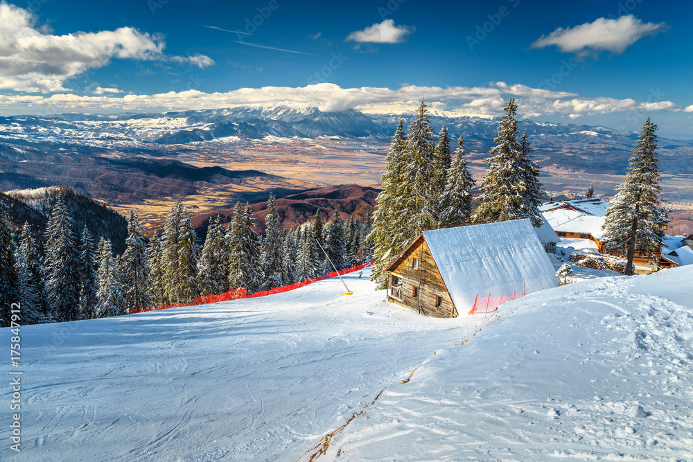 Famous ski resort in the Carpathians, Poiana Brasov, Romania, Europe