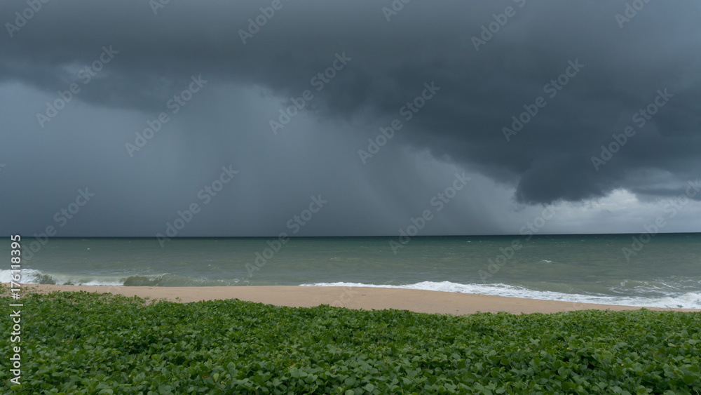 Storm clouds over sea in phuket thailand.