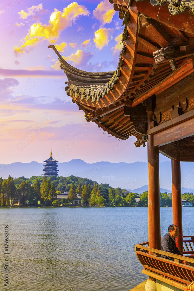 西湖杭州美丽的建筑景观