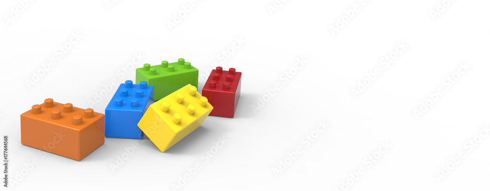 白色背景上隔离的玩具彩色积木。