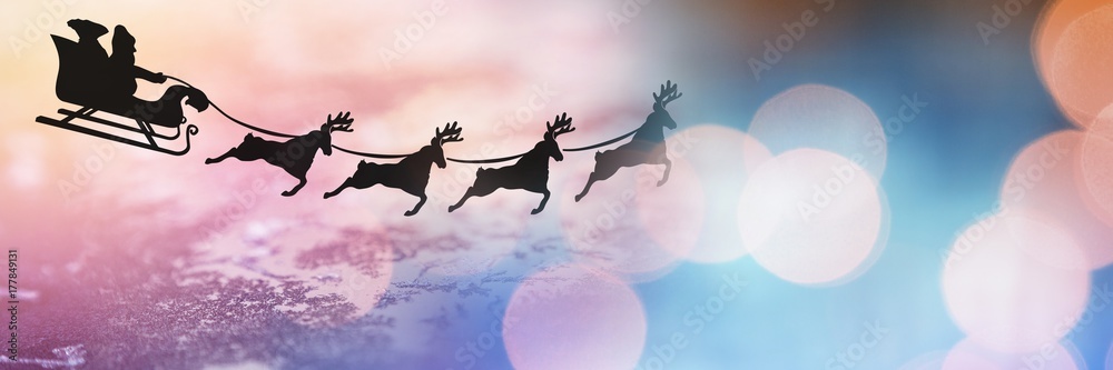 圣诞老人雪橇和驯鹿的闪光过渡