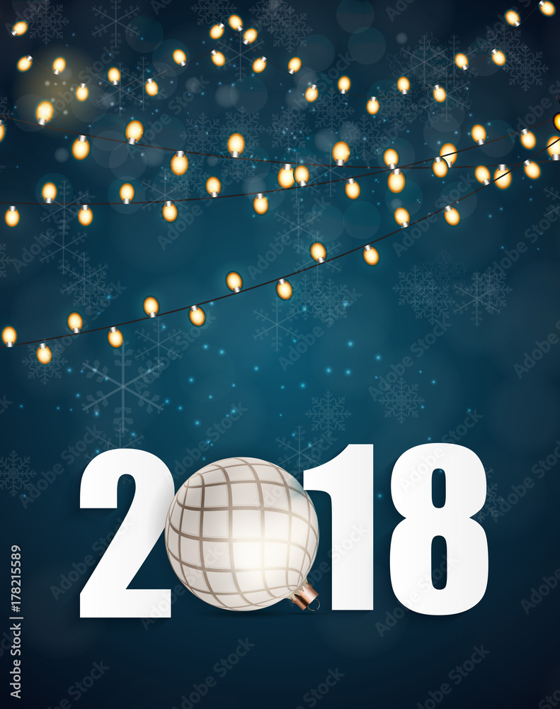 2018新年背景与圣诞舞会。矢量插图
