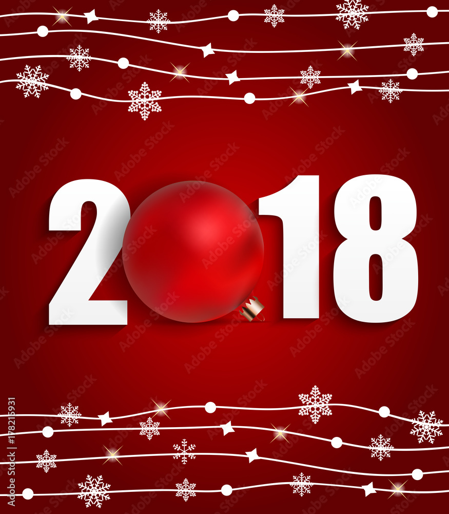 2018新年背景与圣诞舞会。矢量插图