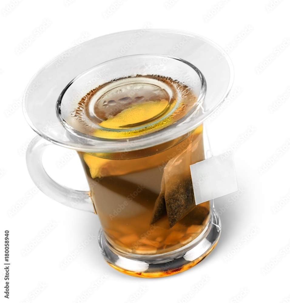 Glass of Tea with Tea Bag and Cinnamon Stick