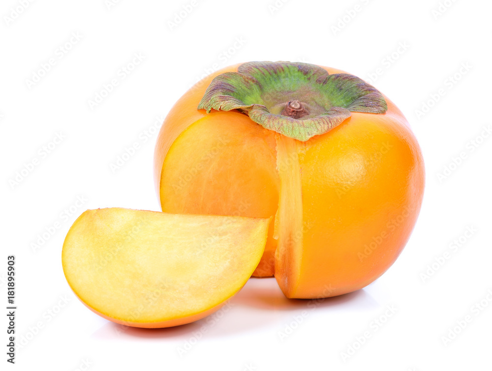 白底分离的鲜熟柿子