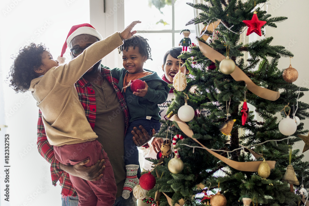 A black family enjoying Christmas holiday