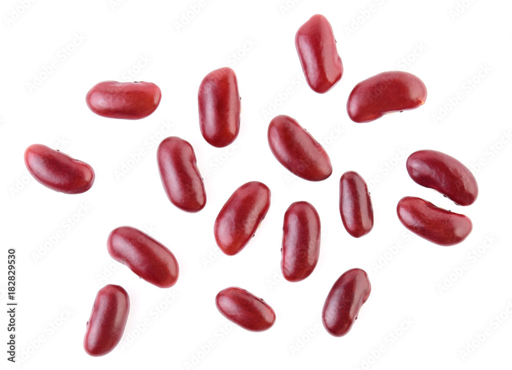 Top view of red beans isolated on the white background.
