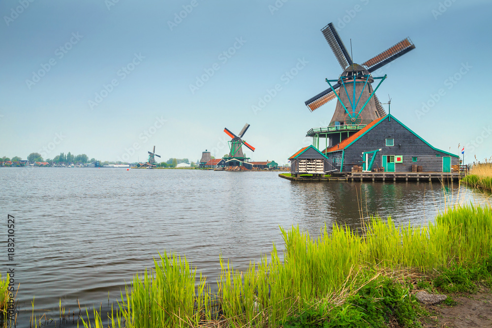 欧洲荷兰阿姆斯特丹附近壮观的荷兰旅游村Zaanse Schans