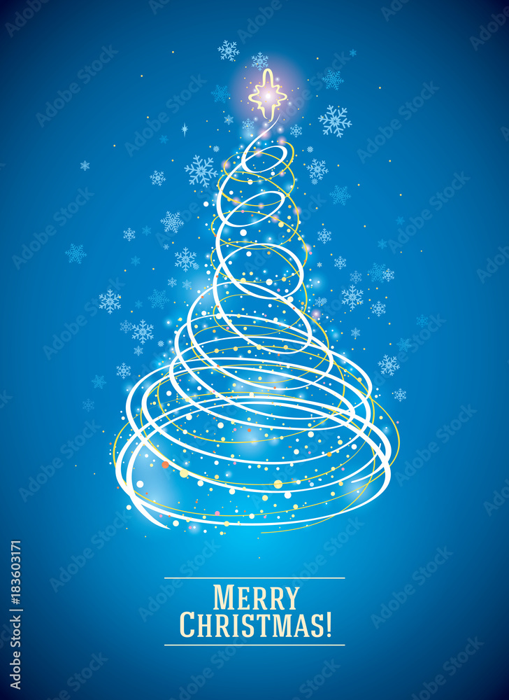 圣诞树以象征性的简化风格描绘，作为节日的象征。